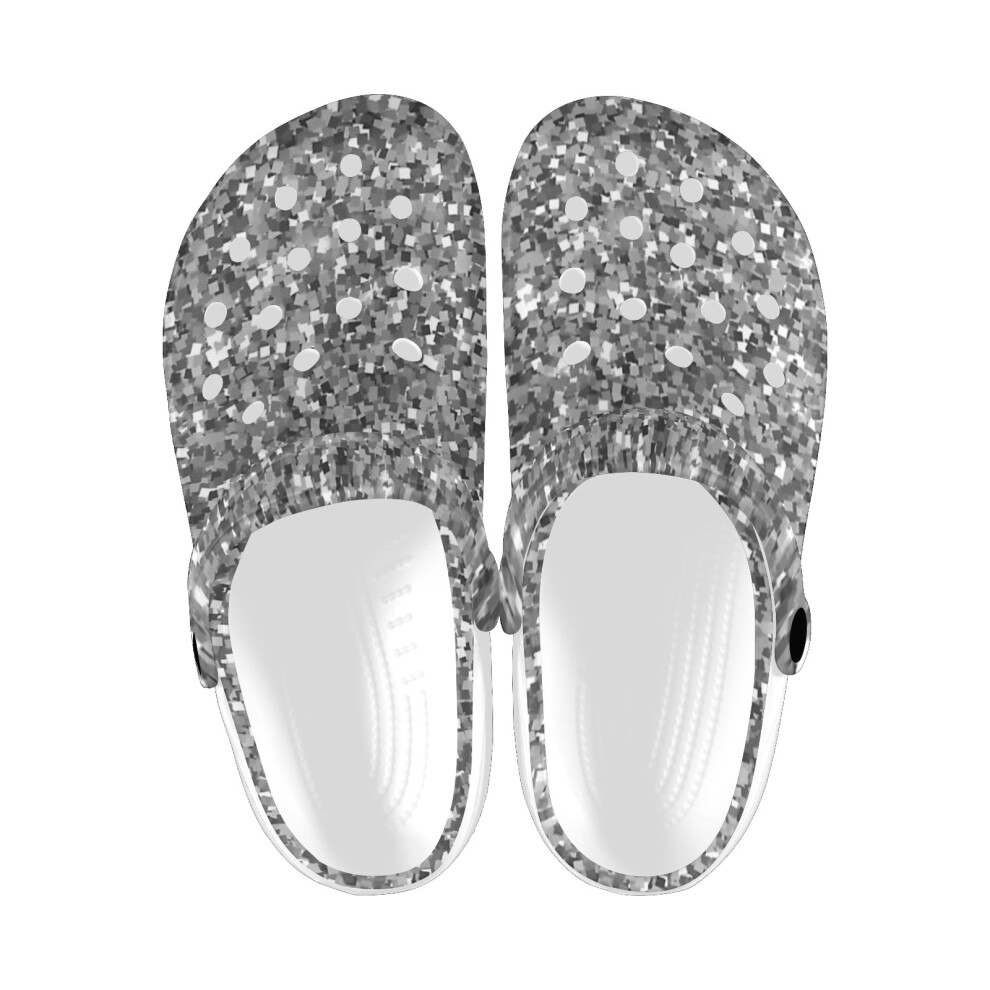 (Silver Glitter Art_13575) Garden Clogs Shoes for Mens & Womens & Kids Clog Slippers Sandals