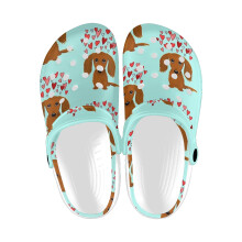 (Cute Longhaired Red Dachshund Cartoon Dog with Hearts_6395) Garden Clogs Shoes for Mens & Womens & Kids Clog Slippers Sandals