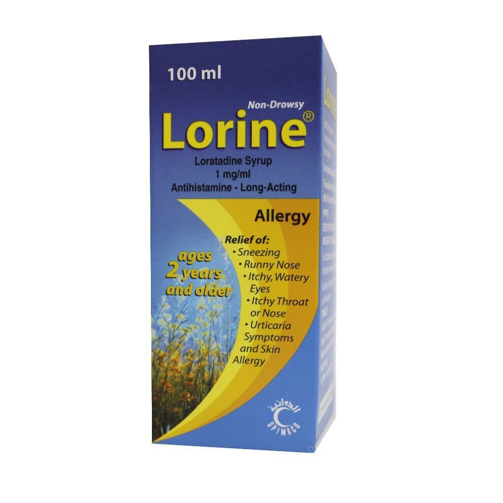 Lorine 5mg/5mL Syrup 100 mL Antihistamine, Relief of Sneezing & Skin Allergy