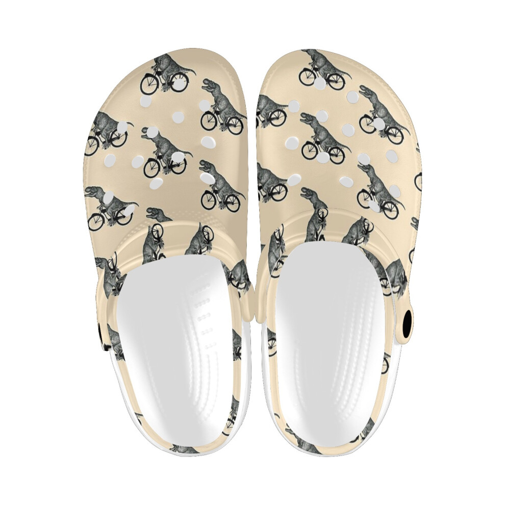 (Bike and t rex dinosaur silhouettes_4365) Garden Clogs Shoes for Mens & Womens & Kids Clog Slippers Sandals
