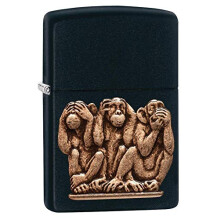 accendini zippo animali, Black Matte Monkey, Taglia Unica - ZO12288