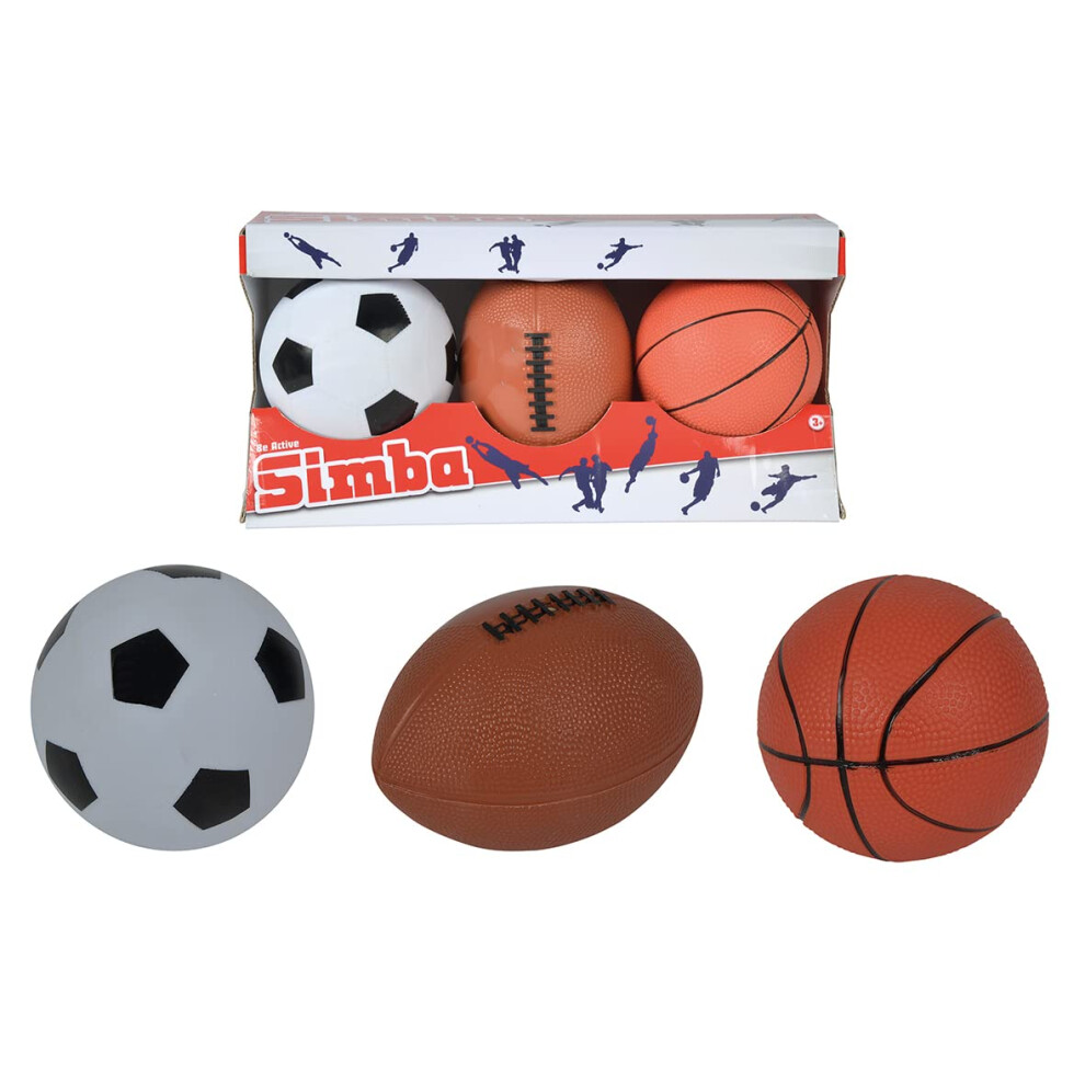 Set of 3 Balls Basketball, Rugby and Football