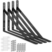 4 Pcs Heavy Duty Shelf Brackets, 300 x 190mm Floating Shelves Tripod Triangle Shelf Brackets, 90 Degree Angle Wall Mounted Shelf Supporter Bracket