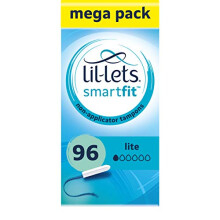 Non-Applicator Lite Tampons X 96, (6 Packs of 16 Tampons), for Light Flow, 1 Droplet, Plant-Based, SmartFit Non-App Tampon