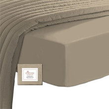 100% Cotton EU Single Fitted Sheet Simply Taupe, 400 Thread Count Long Staple Cotton Fitted Sheet Single Bed 100 X 200cm, Sateen Weave Cooling Fitted