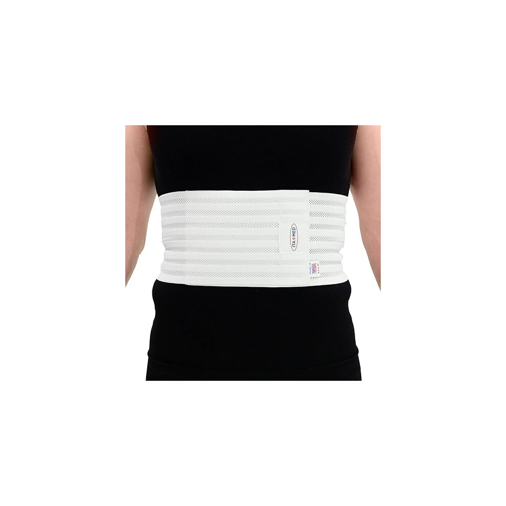 Ita-Med Breathable Elastic Rib Brace For Men, Ideal Compression Support Wrap/Belt For Broken, Cracked, Dislocated & Fractured Ribs, Made In Usa (White, Small)