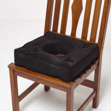 (Black) HOMESCAPES Faux Suede Coccyx Cushion with Ties