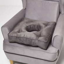 (Grey) HOMESCAPES Faux Suede Coccyx Cushion