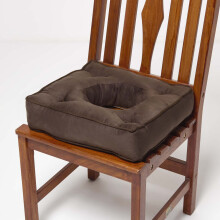 (Brown) HOMESCAPES Faux Suede Coccyx Cushion with Ties