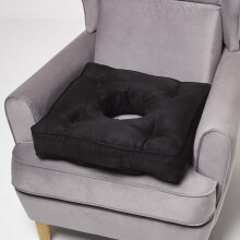 (Black) HOMESCAPES Faux Suede Coccyx Cushion