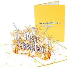 Just Married Congratulations 3D Pop Up Card - Wedding Greeting Card, Wedding Party Invitation, Anniversary, Engagement, Congratulations - For Wife,