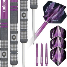 Darts Set | Amethyst 1 | 90% Natural Tungsten Barrels with Purple Accents & Laser Etched U Logo Hallmark | Steel Tip | 21 g