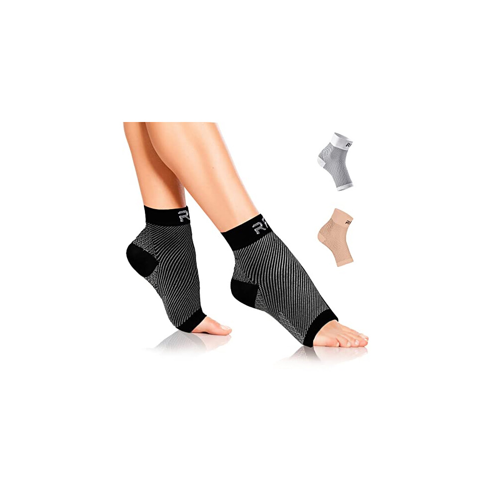 Run Forever Sports Plantar Fasciitis Compression Socks | Foot & Ankle Brace For Women & Men | Toeless Ankle Compression Sleeve For Ankle Support, Plantar Fasciitis,