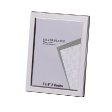 6 x 8-inch Silver Flat Edge Single Photo Frame with 2 Hooks Stands Both Ways - (6 x 8-inch)