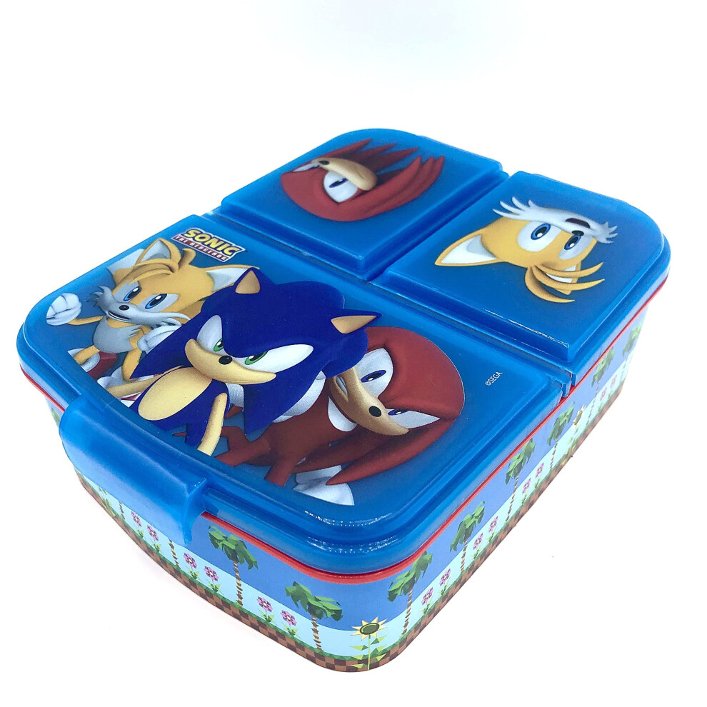 - Sonic Lunchbox - School Travel Lunch Food Box - 3 Compartiment Rectangular Lunch Box - Lunch and Snack Container - 6,7x16,5x19,5 CM - 150GR