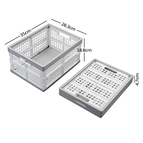 Zopnny 4 Packs Foldable Crate, Plastic Collapsible Storage Box, Stack Folding Crates Basket, 15 L 2