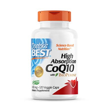Doctor's Best, High Absorption CoQ10 with BioPerine, 100 mg, 120 Vegan Capsules, Vegetable, Coenzyme Q10, Laboratory-Tested, Gluten-Free, Non-GMO