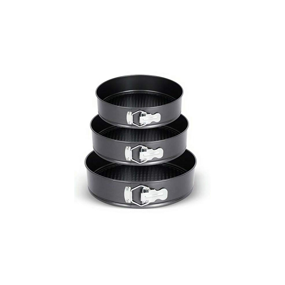 Pack of 3 Non-Stick Springform Round Cake Tins for Baking Cake Tin,Round Cake Tin, Baking Pan Non Stick, Robust Springform Cake Tin 22cm, 24cm & 26cm