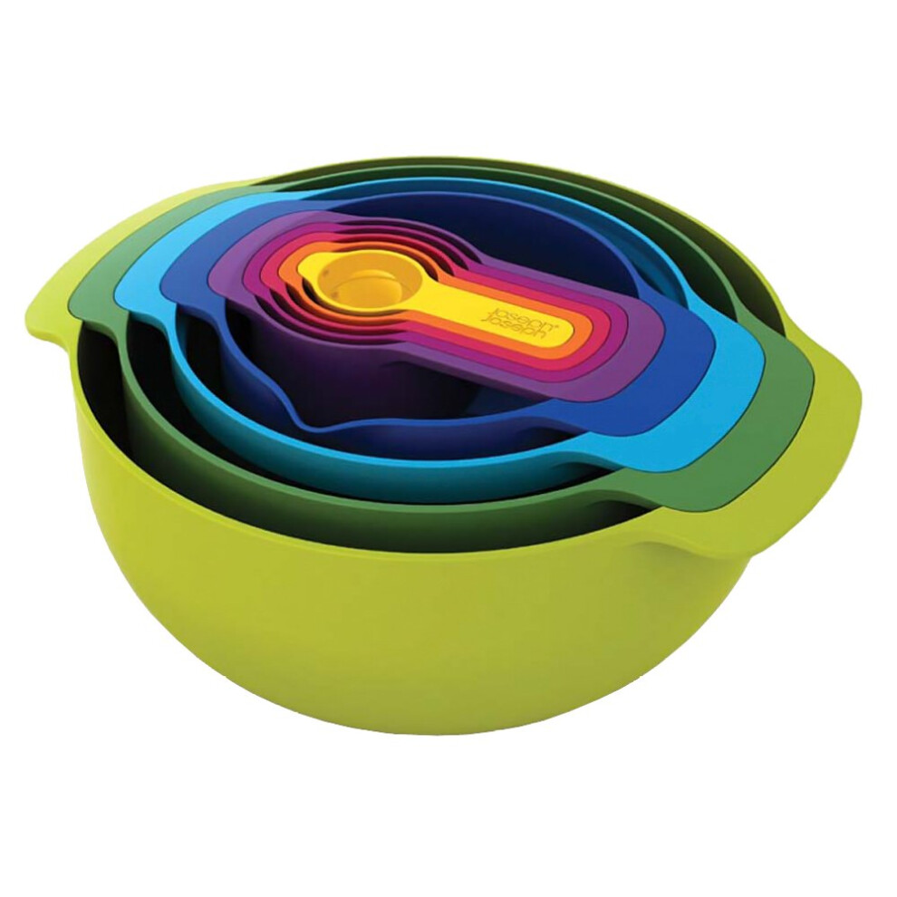 Joseph Joseph Measuring Spoon Old Bowl Large And Small, Dish Drainer, 400373 Nest 9 Plus 9 Piece Set (Japan Import), Multicolor