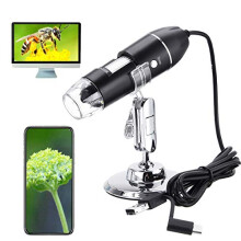 USB digital microscope,Type C micro usb 3 in 1 handheld 50X-1600X magnification, OTG adapter and endoscope with bracket, compatible with Phone, Pad,