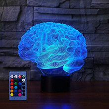 Creative 3D Brain Night Light USB Powered Remote Control Touch Switch Decor Table Desk Lamp 7/16 Color Changing Lights LED Table Lamp Xmas Home Love