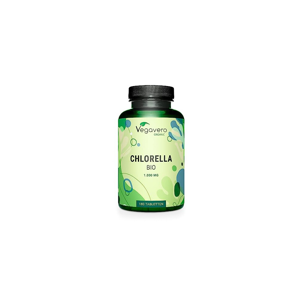 Vegavero Organic Chlorella Tablets Broken Cell Wall 1000Mg | No Additives, Lab-Tested | 180 Chlorella Powder Organic Tablets | Vegan