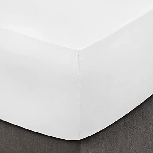 Fitted Sheets - 100% Egyptian Cotton - 200 Thread Count - 40cm Depth - White - Double
