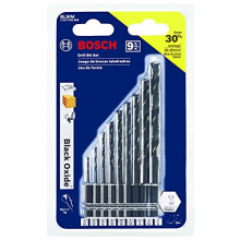 BOSCH BL9IM 9-delars blandat set svartoxidmetallborr Slagfast med slagklassad sexkantsskaft fr applikationer i stl Koppar Aluminium Mssing Ek