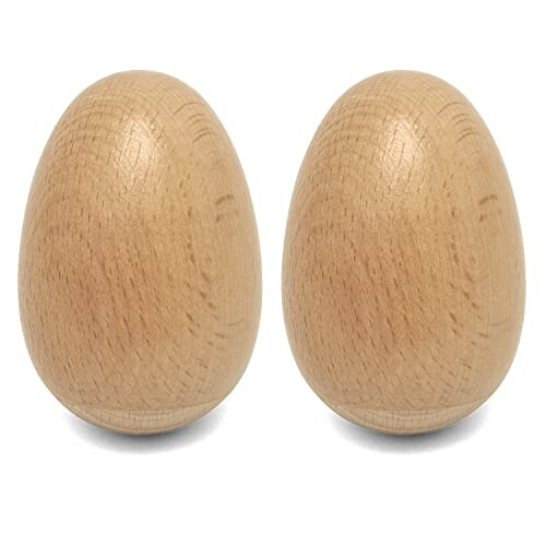 SHA28-NT Wooden Egg Shakers Natural One Pair 1