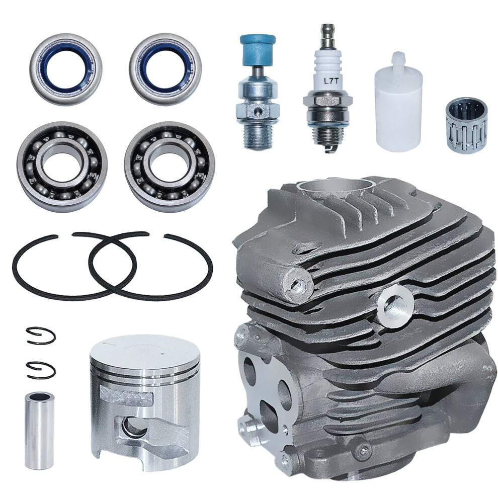 Aumel Cylinder & Piston Kit For Husqvarna K760 K750 Cutoff Saw, 51Mm Cylinder + Piston + Bearings + Decompression Valve + Fuel Filter + Spark Plug