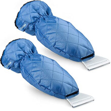 2 Pack Ice Scraper with Glove - Warm Fleece Dry Waterproof - Car Windscreen Snow Remover Clear Windows
