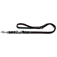 Nickel-Plated Split-Leather Basic Training Lead Rope, 13 x 200 cm, Medium, Brown/Nappa Black