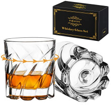 Spinning Whiskey Glasses Set of 2, Rotatable Old Fashioned Glasses, Cocktail Glasses, Rock Glasses, Bourbon Glasses for Bar, Party and Home, Whiskey
