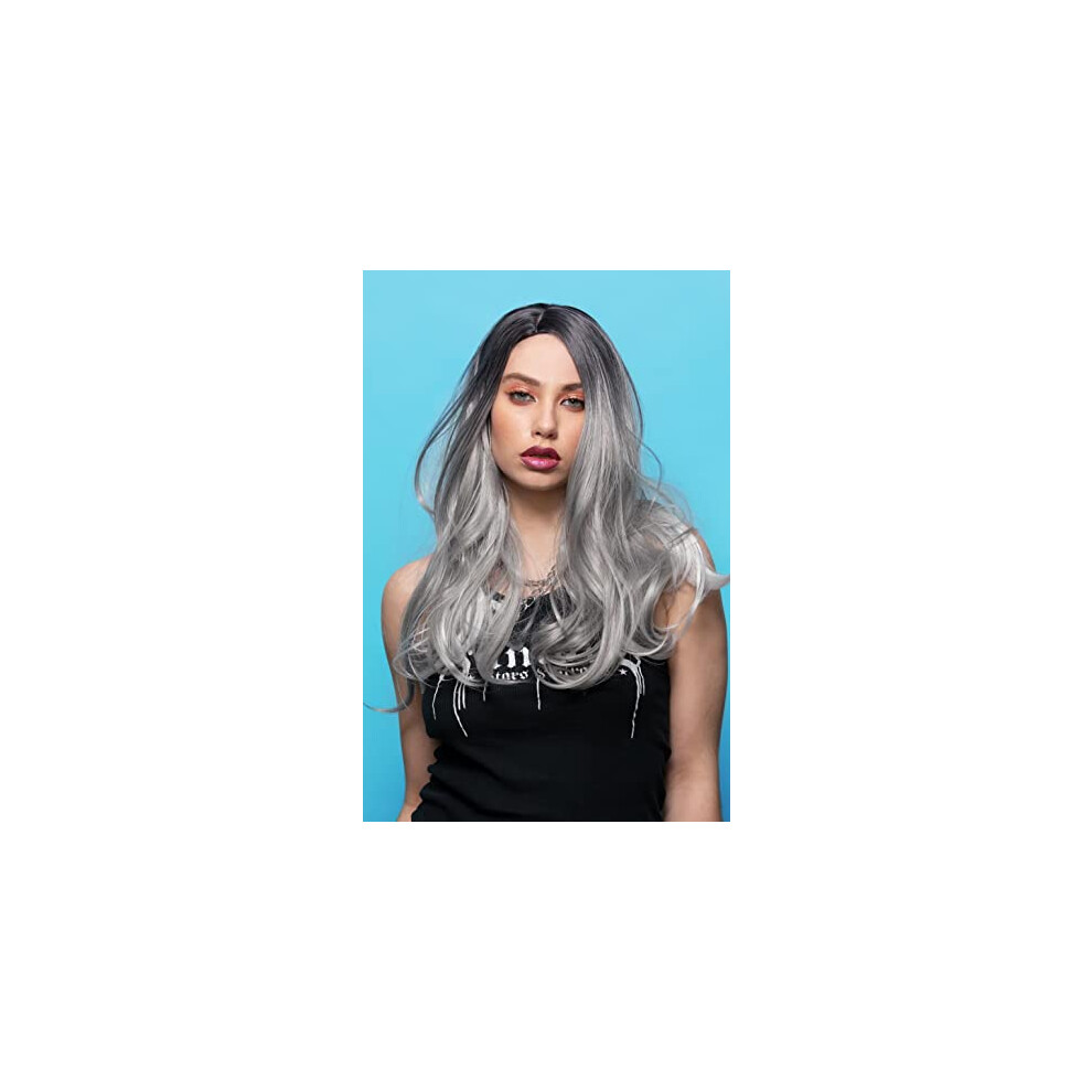 52534 Manic Panic She Wolf Queen Bitch Wig, Grey, One Size