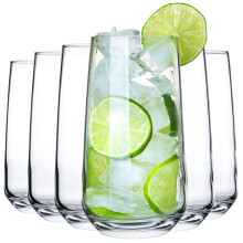 Premium Drinking Glasses Set of 6 Tall Glass Tumbler 480ml 100% Lead Free Juice Glasses, Beer Glasses, Water Glasses, Highball Glasses, Cocktail