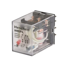 Gereral Purpose Power Relay, HH53P-L, 220VAC Coil, 5A 220VAC/24VDC, 3PDT, 11 Pin Terminals, LED Indicator