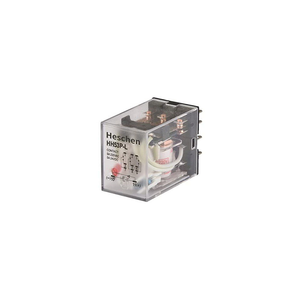 Gereral Purpose Power Relay, Hh53p-L, 220Vac Coil, 5A 220Vac/24Vdc, 3Pdt, 11 Pin Terminals, Led Indicator 670534172223