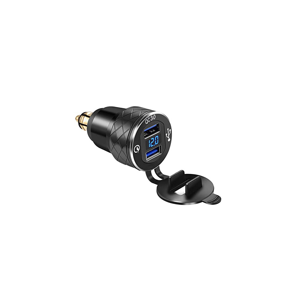 Aluminum Alloy Quick Charge 3.0 Dual Motorcycle Usb Charger For Bmw Motorcycle Charger For Triumph Tiger Ducati Cigarette Lighter Voltmeter Qc3.0 Din 641055622306