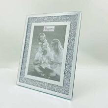 EagleWiz Crushed Jewel GLASS PHOTO FRAME Silver Photo Frame 7" x 5" (18cm x 13cm)