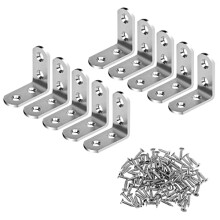 10 Pack Corner Braces, Corner Brackets 40mmx40mmx2mm Stainless Steel Fastener L Brace Right Angle Bracket Heavy Duty with 40 Pieces Screws
