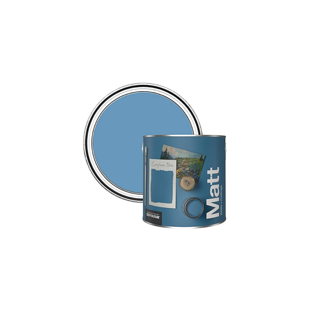 Rust-Oleum Colours Matt Emulsion Wall And Ceiling Paint - Cornflower 2.5L Blue