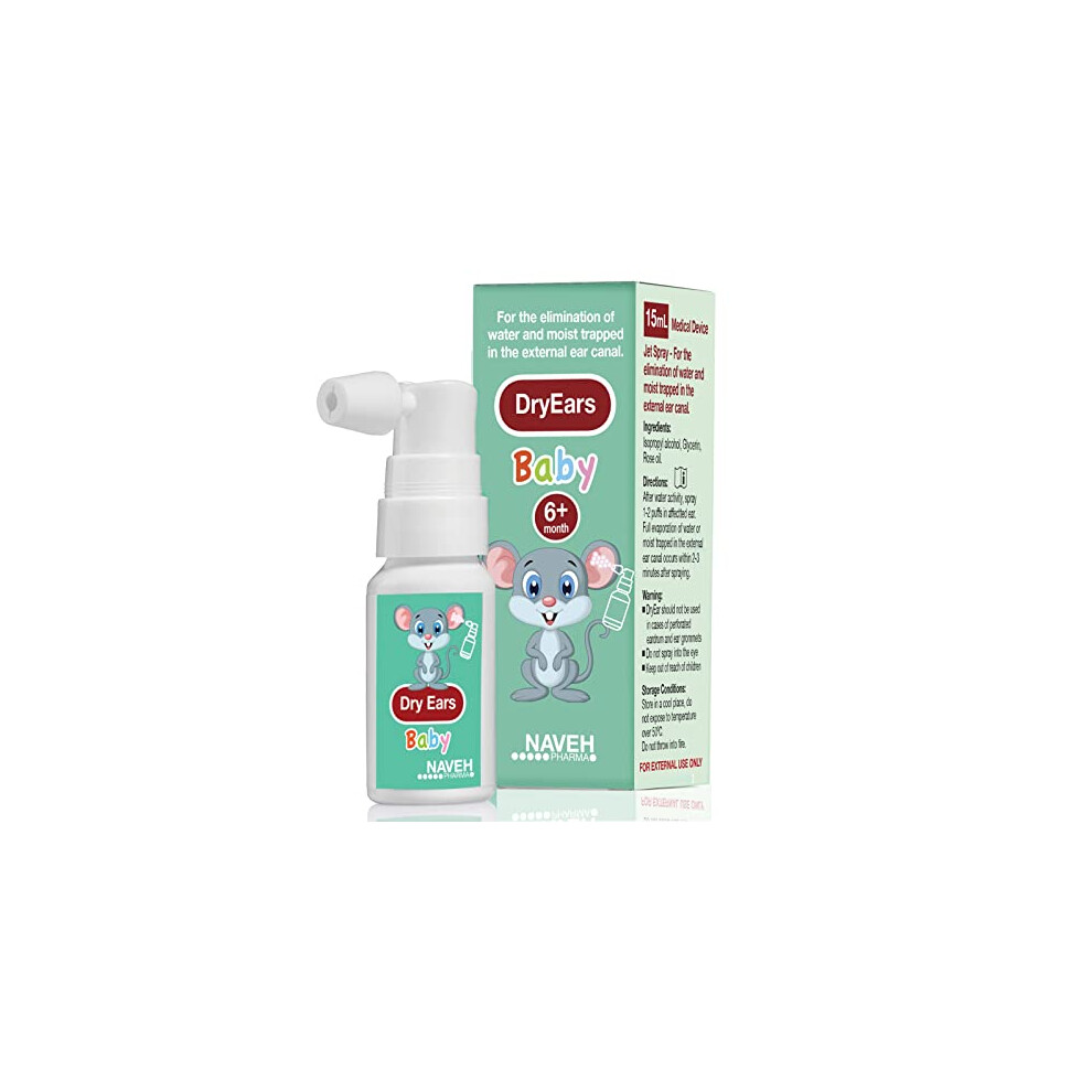 Naveh Pharma Dry Ears Baby - Swimmers Ear Drops Spray - Ear Drying Drops For Babies Swimmers, Remove Water Trapped In Ears And Prevent Pain, Infection, And Hearing