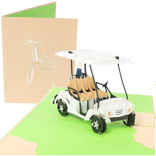 Golf Cart 3D Pop Up Fathers Day Card - Happy Anniversary Pop Up Card for Dad, Birthday Popup, Retirement Party - Golfing Gift for Husband, Greeting