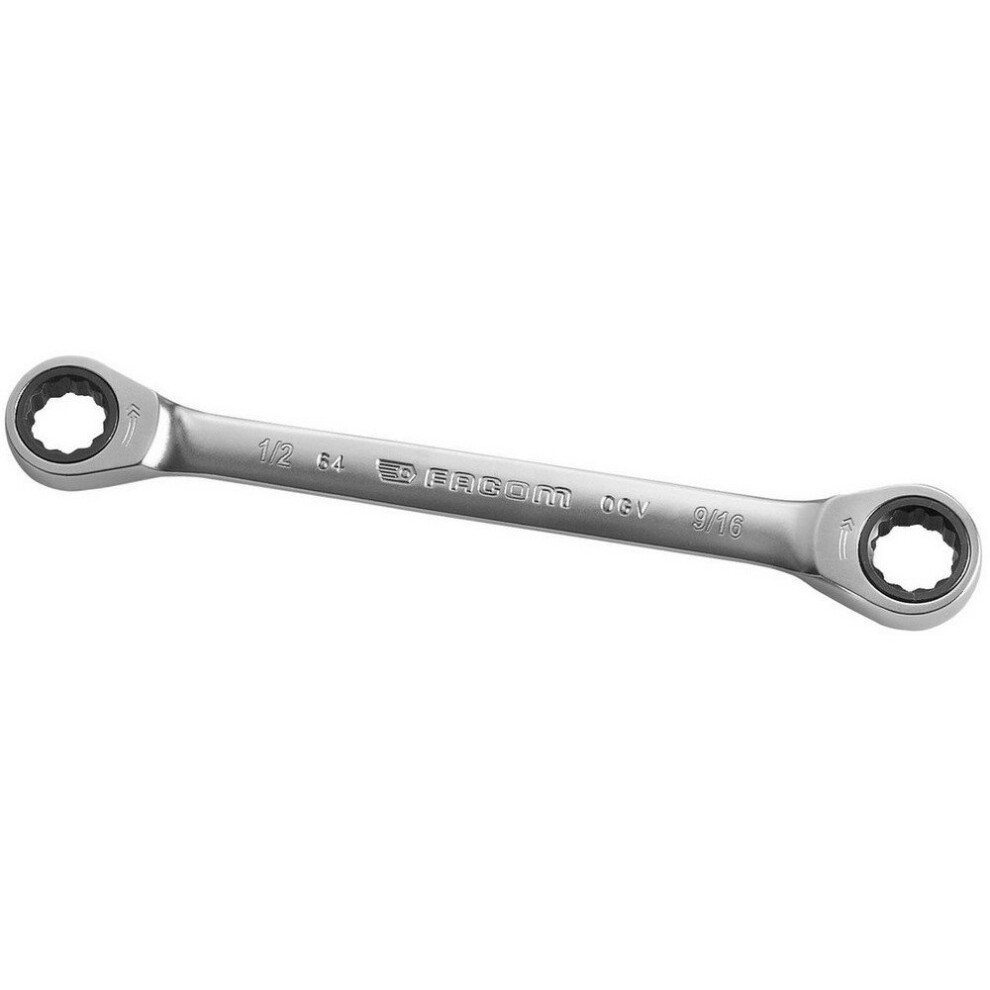 Ratchet Ring Spanner, 12 Point, 1/2 x 9/16, 1 Piece, 64.1/2X9/16