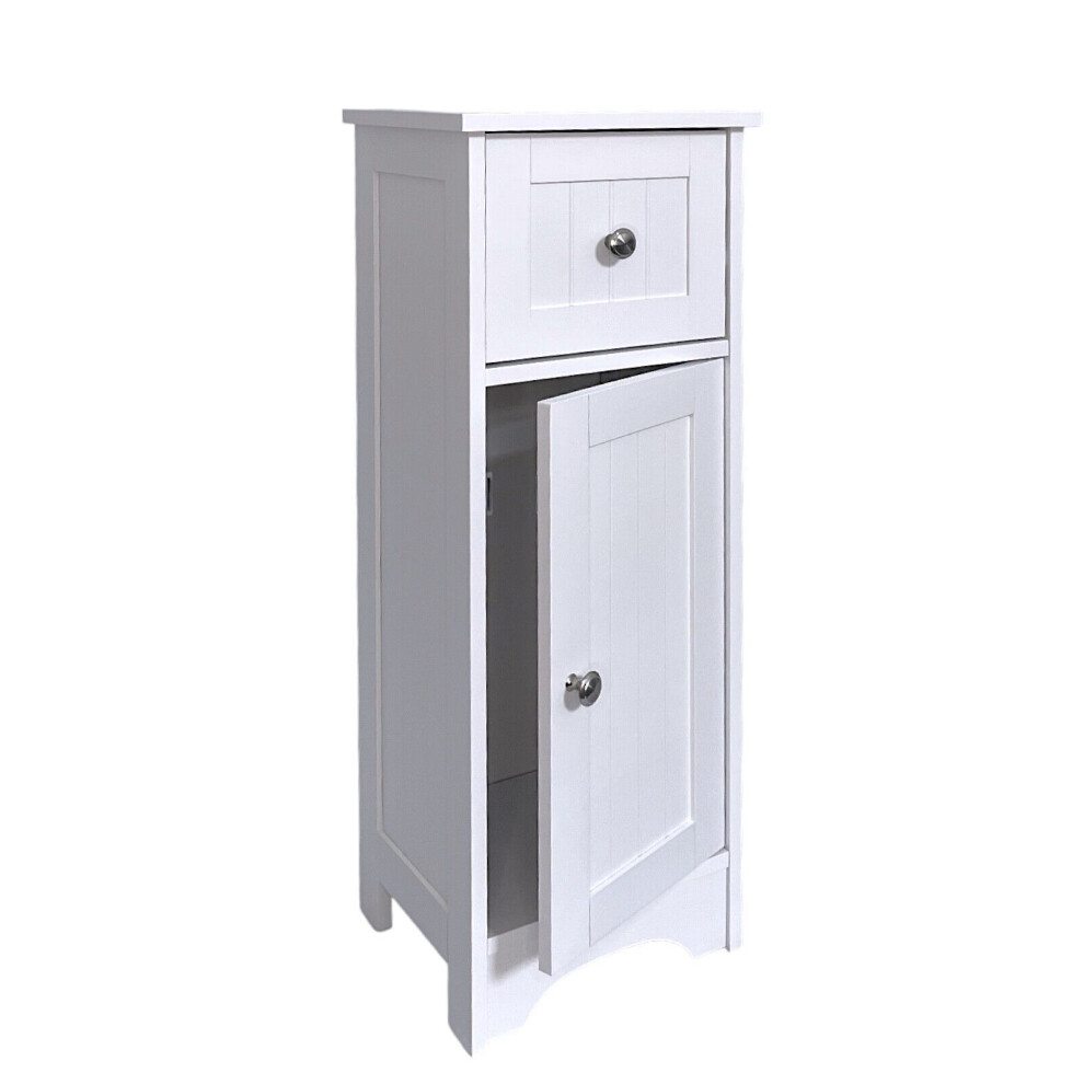 Wooden Free Standing 1 Drawer with 1 Cabinet Bathroom Storage - White