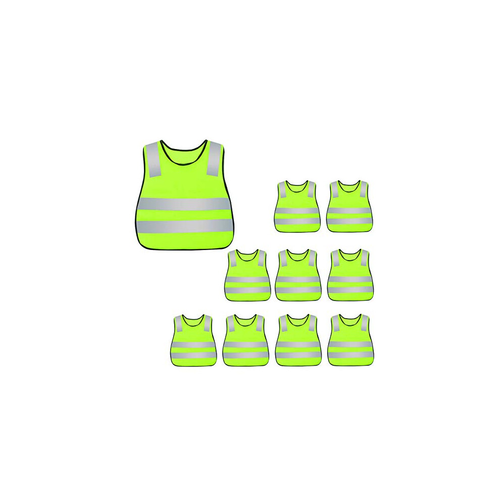 10 Pieces Kids Safety Vest High Visibility Reflective Vests Safety Vests With Elastic Bands For Running Cycling Jogging 193486634477
