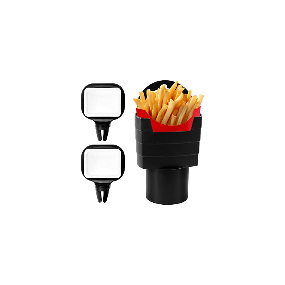Car Fries Holder With 2Pcs Dip Clips Sauce Holder In-Car Dip Fries Set Ketchup Container For Vents Of Vehicle Black 730635873457