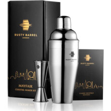 Mayfair Cocktail Shaker Set - Large 750ml Manhattan Style Stainless Steel Shaker With Built-in Strainer, 25/50 Double Jigger & Cocktail Recipe Booklet