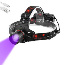 UV Head Torch, WESLITE Ultraviolet Light LED Headlamp 395-400nm Violet Purple Blacklight Headlight USB Rechargeable for Scorpions Hunting, Auto Oil