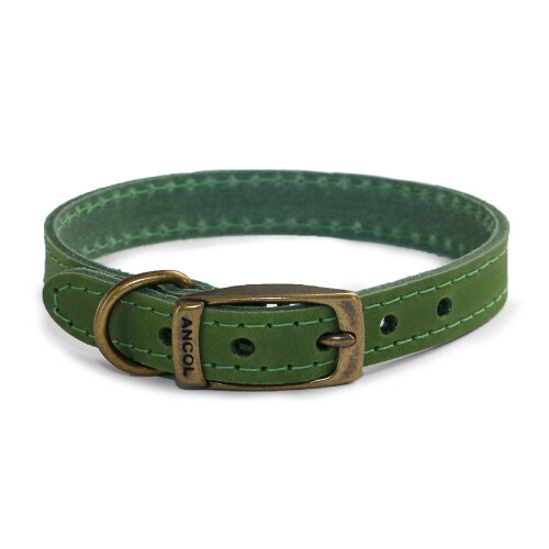 Ancol Timberwolf Leather Collar Green 55-63cm Size 8